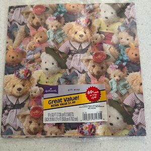 Vintage Wrapping Paper Hallmark Multicolor Teddy Bear Gift Wrap. New in Package